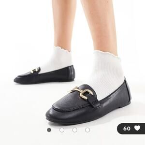 NWT Women’s Faux Leather London Rebel Snaffle Trim Flats Shoes Black size 6